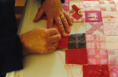 Stiching red squares