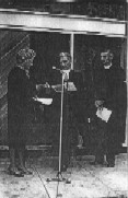 Church Opening 1963 - Mrs Day with the door key 
(photo from Revd George Sales seen on right) Church Opening 1963 - Mrs Day with the door key (photo from Revd George Sales seen on right)